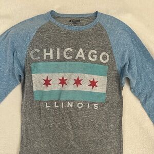 Leisure Gray and Blue Chicago Long Sleeve Tee
